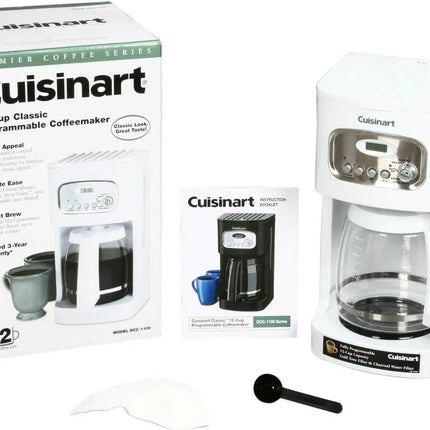 Cuisinart DCC-1100 12-Cup Programmable Coffeemaker, White Certified Refurbished