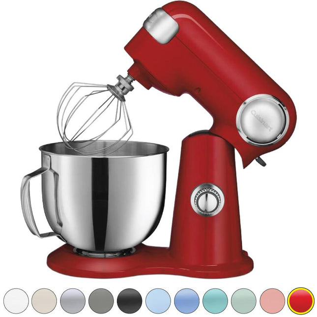 Cuisinart Stand Mixer 12 Speed 5.5 Quart Stainless Steel Bowl Chefs Whisk Mixing Paddle Dough Hook Splash Guard w/Pour Spout SM-550RFR RED Certified Refurbished