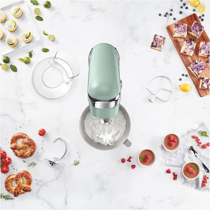 Cuisinart Stand Mixer 12 Speed 5.5 Quart Stainless Steel Bowl Chefs Whisk Mixing Paddle Dough Hook Splash Guard w/Pour Spout SM-50GFR AGAVE GREEN Certified Refurbished