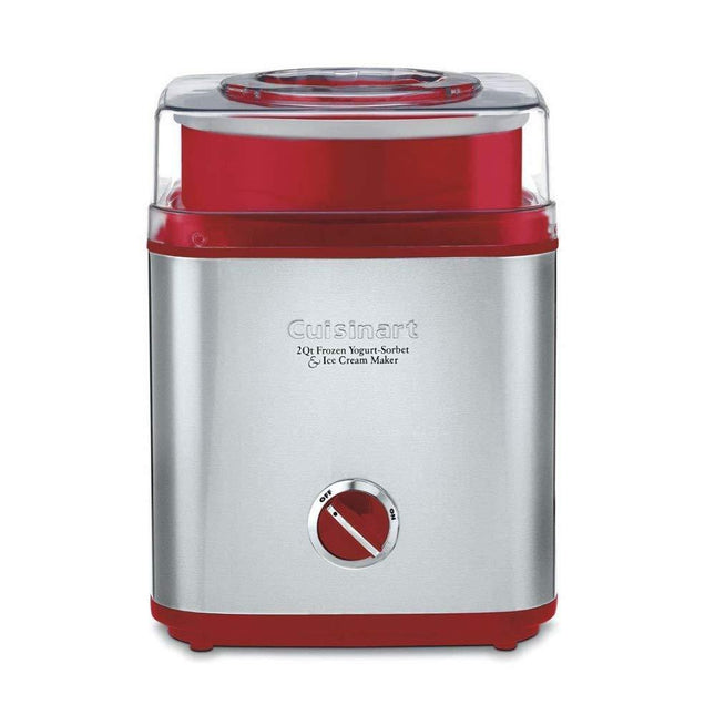 Cuisinart ICE-30R 2 Quart Ice Cream/Frozen Yogurt Maker Machine, Stainless Steel/Red Certified Refurbished