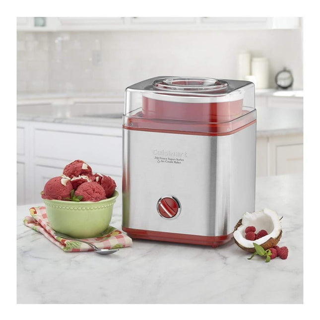 Cuisinart ICE-30R 2 Quart Ice Cream/Frozen Yogurt Maker Machine, Stainless Steel/Red Certified Refurbished