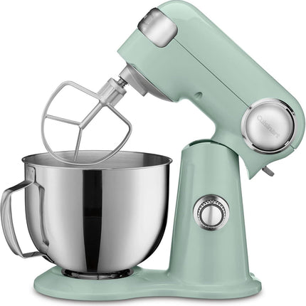 Cuisinart Stand Mixer 12 Speed 5.5 Quart Stainless Steel Bowl Chefs Whisk Mixing Paddle Dough Hook Splash Guard w/Pour Spout SM-50GFR AGAVE GREEN Certified Refurbished