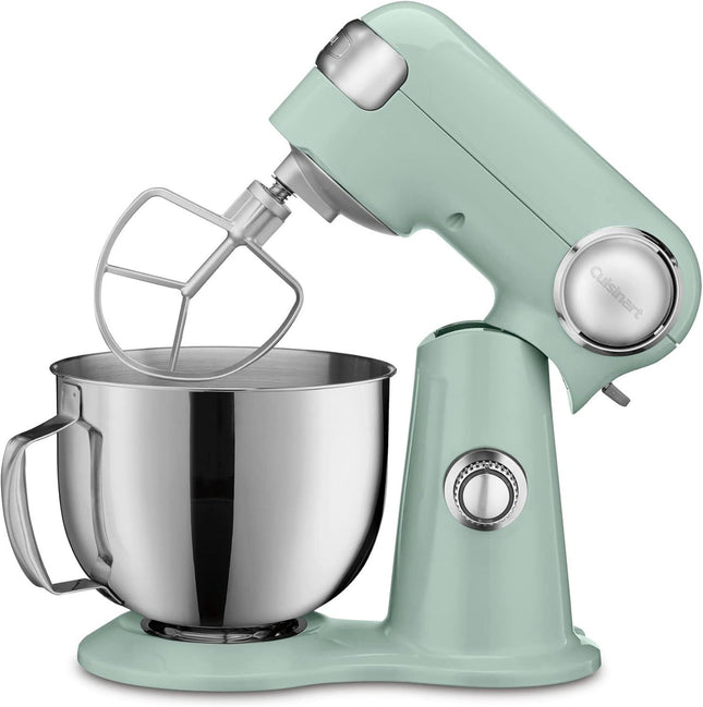 Cuisinart Stand Mixer 12 Speed 5.5 Quart Stainless Steel Bowl Chefs Whisk Mixing Paddle Dough Hook Splash Guard w/Pour Spout SM-50GFR AGAVE GREEN Certified Refurbished