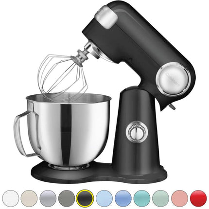 Cuisinart Stand Mixer 12 Speed 5.5 Quart Stainless Steel Bowl Chefs Whisk Mixing Paddle Dough Hook Splash Guard w/Pour Spout SM-50BKFR ONYX BLACK Certified Refurbished