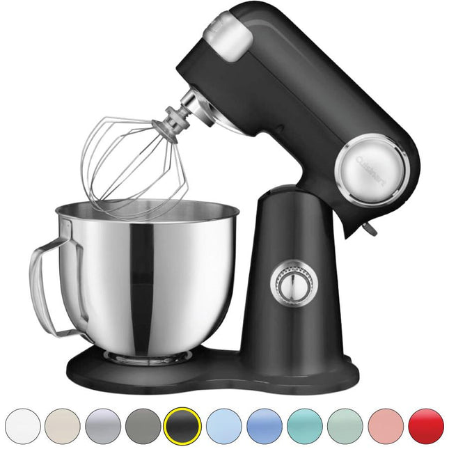 Cuisinart Stand Mixer 12 Speed 5.5 Quart Stainless Steel Bowl Chefs Whisk Mixing Paddle Dough Hook Splash Guard w/Pour Spout SM-50BKFR ONYX BLACK Certified Refurbished