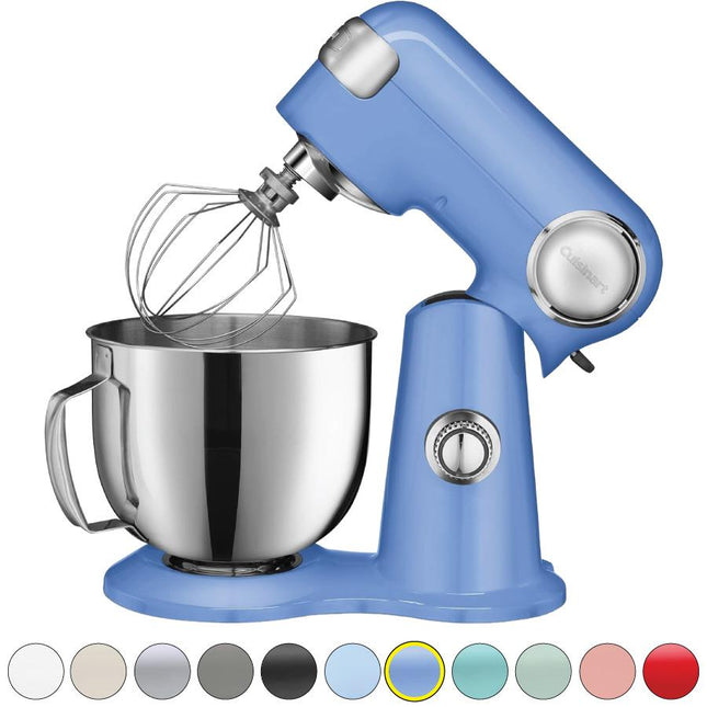 Cuisinart Stand Mixer 12 Speed 5.5 Quart Stainless Steel Bowl Chefs Whisk Mixing Paddle Dough Hook Splash Guard w/Pour Spout SM-50BLFR PERIWINKLE BLUE Certified Refurbished