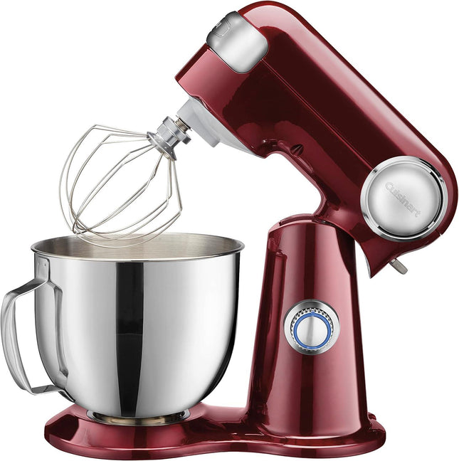 Cuisinart Stand Mixer 12 Speed 5.5 Quart Stainless Steel Bowl Chefs Whisk Mixing Paddle Dough Hook Splash Guard w/Pour Spout SM-50PNFR PINOT NOIR Certified Refurbished