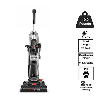 Eureka NEU180 PowerSpeed Multi-Surface Upright Bagless Vacuum Cleaner Black Red Color Certified Refurbished