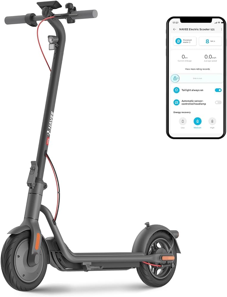 NAVEE V25 Pro Electric Scooter w/15.5 mi Max Operating Range & 18.6 mph Max Speed - Certified Refurbished