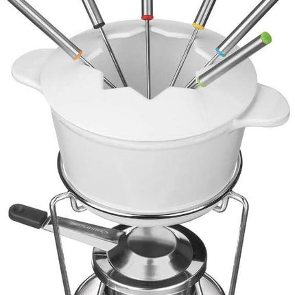 Cuisinart 13-Piece Fondue Set - Chef’s Classic Enameled Cast Iron FP-115 White - Certified Refurbished