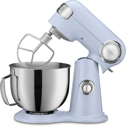 Cuisinart Stand Mixer 12 Speed 5.5 Quart Stainless Steel Bowl Chefs Whisk Mixing Paddle Dough Hook Splash Guard w/Pour Spout SM-50BLUFR FROSTED BLUE Certified Refurbished