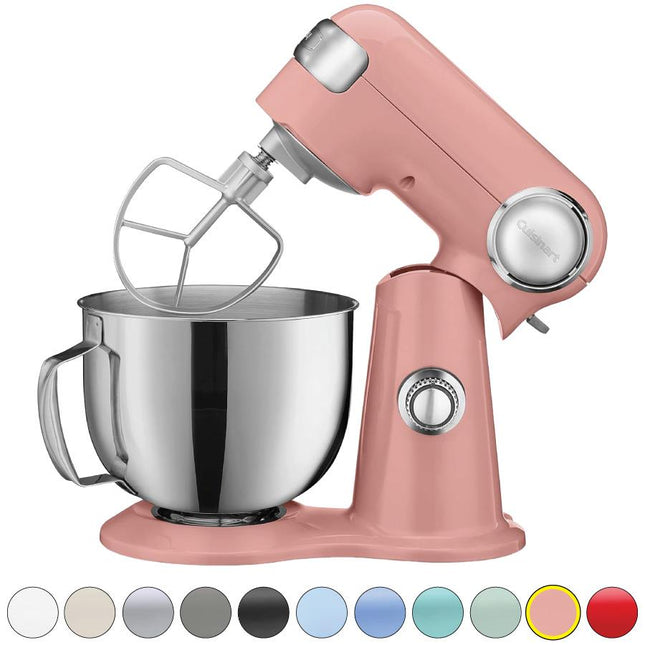 Cuisinart Stand Mixer 12 Speed 5.5 Quart Stainless Steel Bowl Chefs Whisk Mixing Paddle Dough Hook Splash Guard w/Pour Spout SM-50COFR BLUSHING CORAL Certified Refurbished