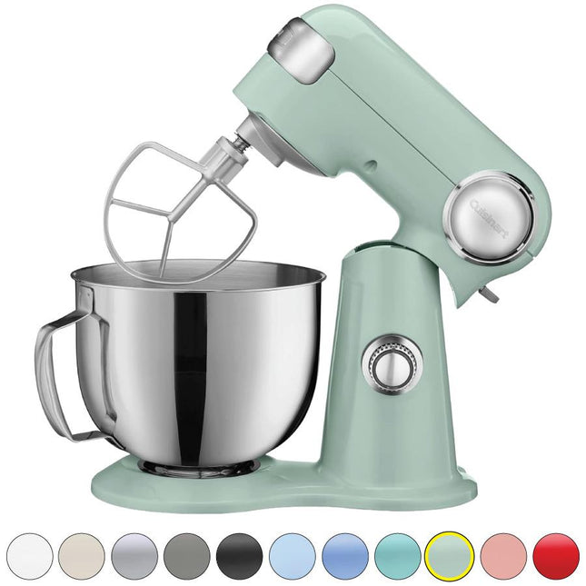 Cuisinart Stand Mixer 12 Speed 5.5 Quart Stainless Steel Bowl Chefs Whisk Mixing Paddle Dough Hook Splash Guard w/Pour Spout SM-50GFR AGAVE GREEN Certified Refurbished