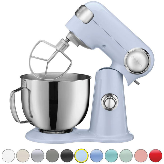 Cuisinart Stand Mixer 12 Speed 5.5 Quart Stainless Steel Bowl Chefs Whisk Mixing Paddle Dough Hook Splash Guard w/Pour Spout SM-50BLUFR FROSTED BLUE Certified Refurbished