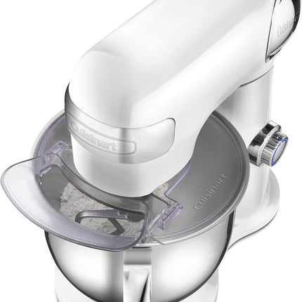 Cuisinart Stand Mixer 12 Speed 5.5 Quart Stainless Steel Bowl Chefs Whisk Mixing Paddle Dough Hook Splash Guard w/Pour Spout SM-50FR WHITE Certified Refurbished