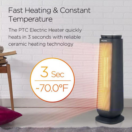 Pelonis 1500-Watt 23 in. Digital Tower Indoor Ceramic Heater Quiet Operation W/Safety Overheat Protection and Fan Mode Black PHT23D7ABB - Certified Refurbished