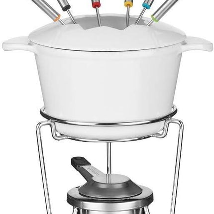 Cuisinart 13-Piece Fondue Set - Chef’s Classic Enameled Cast Iron FP-115 White - Certified Refurbished