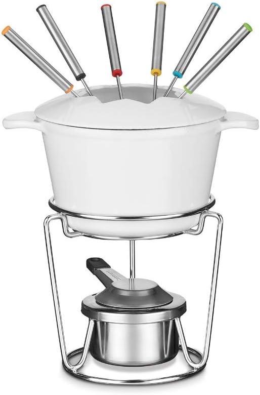 Cuisinart 13-Piece Fondue Set - Chef’s Classic Enameled Cast Iron FP-115 White - Certified Refurbished