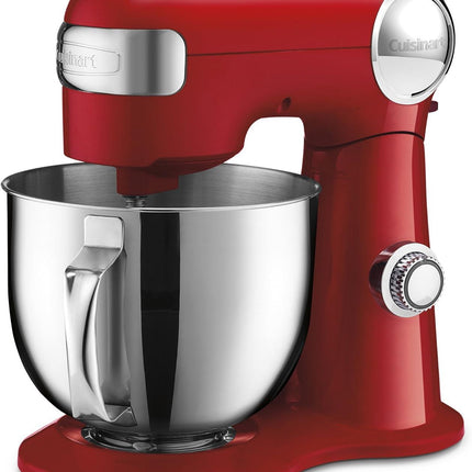 Cuisinart Stand Mixer 12 Speed 5.5 Quart Stainless Steel Bowl Chefs Whisk Mixing Paddle Dough Hook Splash Guard w/Pour Spout SM-550RFR RED Certified Refurbished