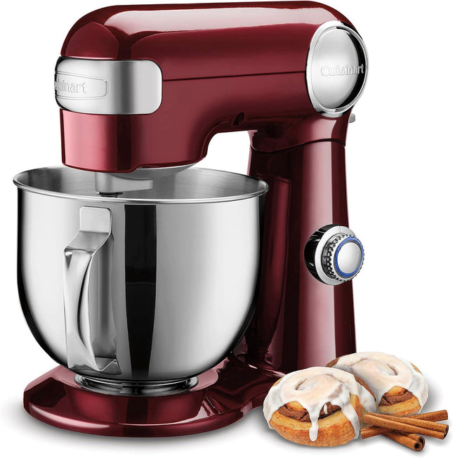 Cuisinart Stand Mixer 12 Speed 5.5 Quart Stainless Steel Bowl Chefs Whisk Mixing Paddle Dough Hook Splash Guard w/Pour Spout SM-50PNFR PINOT NOIR Certified Refurbished