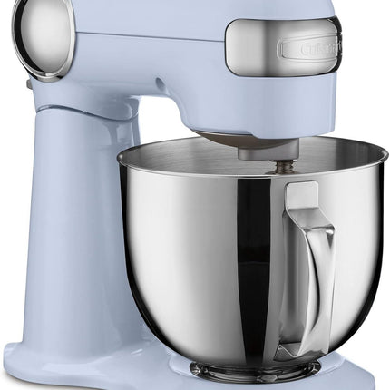 Cuisinart Stand Mixer 12 Speed 5.5 Quart Stainless Steel Bowl Chefs Whisk Mixing Paddle Dough Hook Splash Guard w/Pour Spout SM-50BLUFR FROSTED BLUE Certified Refurbished