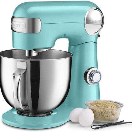 Cuisinart Stand Mixer 12 Speed 5.5 Quart Stainless Steel Bowl Chefs Whisk Mixing Paddle Dough Hook Splash Guard w/Pour Spout SM-50TQFR ROBINS EGG Certified Refurbished