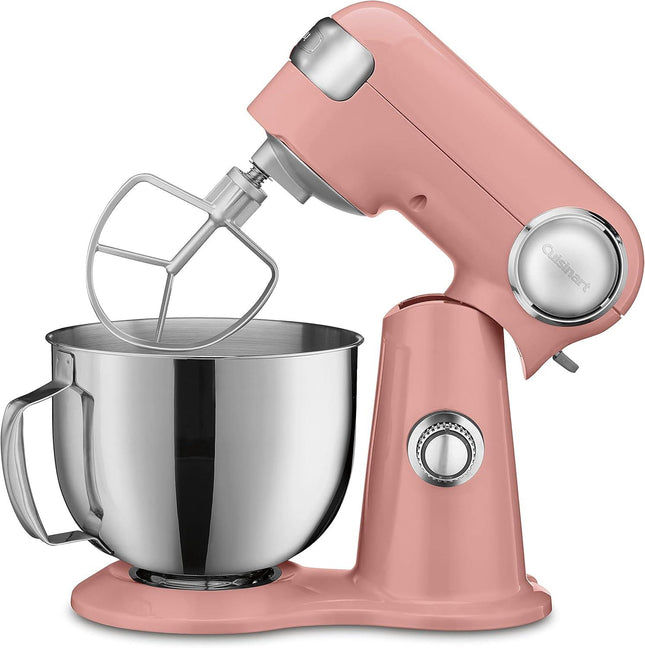 Cuisinart Stand Mixer 12 Speed 5.5 Quart Stainless Steel Bowl Chefs Whisk Mixing Paddle Dough Hook Splash Guard w/Pour Spout SM-50COFR BLUSHING CORAL Certified Refurbished