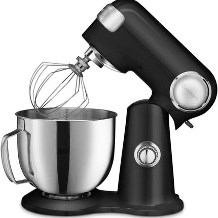 Cuisinart Stand Mixer 12 Speed 5.5 Quart Stainless Steel Bowl Chefs Whisk Mixing Paddle Dough Hook Splash Guard w/Pour Spout SM-50BKFR ONYX BLACK Certified Refurbished