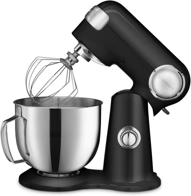 Cuisinart Stand Mixer 12 Speed 5.5 Quart Stainless Steel Bowl Chefs Whisk Mixing Paddle Dough Hook Splash Guard w/Pour Spout SM-50BKFR ONYX BLACK Certified Refurbished
