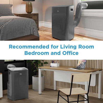 Midea 10,000 BTU DOE Smart Portable Air Conditioner with Heat, for spaces up to 450 sq. ft. Certified Refurbished