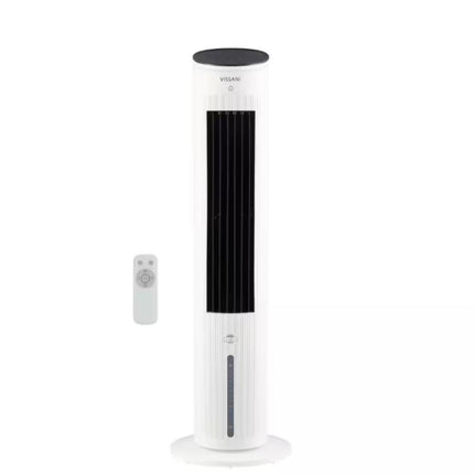Vissani 1 Gal 210 CFM 3-Speed Digital Tower Portable Evaporative Cooler with Remote Control up to 215 Sq Ft White Certified Refurbished