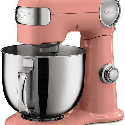 Cuisinart Stand Mixer 12 Speed 5.5 Quart Stainless Steel Bowl Chefs Whisk Mixing Paddle Dough Hook Splash Guard w/Pour Spout SM-50COFR BLUSHING CORAL Certified Refurbished
